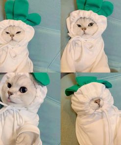 Small Hoodies for Cats-White Radish Hoodie