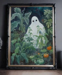 RaveIn Prints – Gardening Ghost, Gothic Home Decor, Dark and Moody Wall Art, Captivating Art